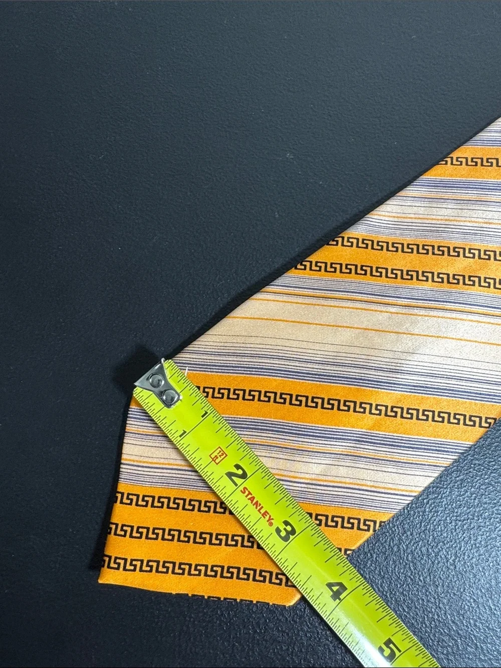 Farentino Ferre mens orange geo stripe 100% silk luxury Italian neck tie EUC